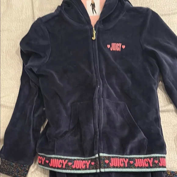 NWT Juicy Couture Blue Velour Track Pants - Picture 2 of 4